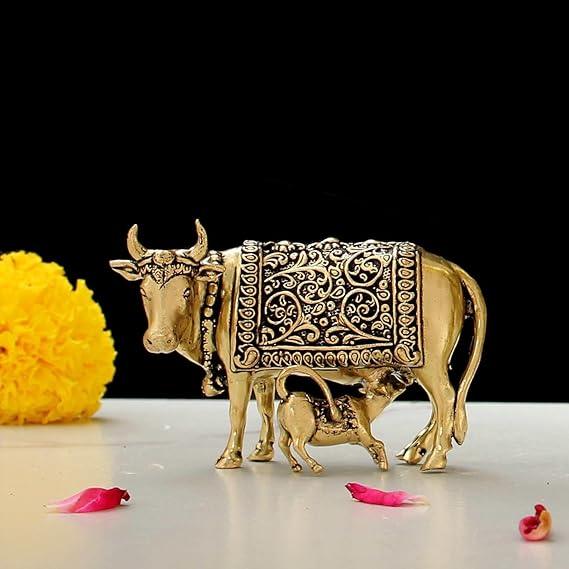 Brass Cow & Calf Idol